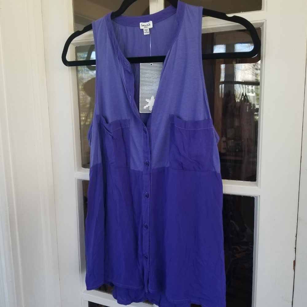 NWT - Anthropologie - Purple Button Down Tank - Picture 2 of 7